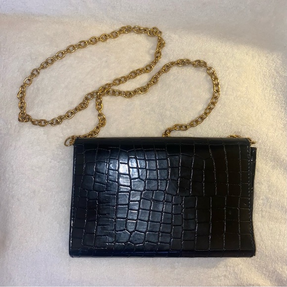 Vintage Crocodile Leather Jeanne Lottie Mini Gold Chain Purse Bag - Picture 2 of 6